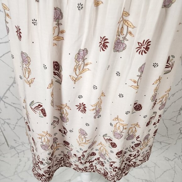 Ecote Ivory Floral Print Pinktuck Pleated Flowy Swing Dress - Picture 7 of 9